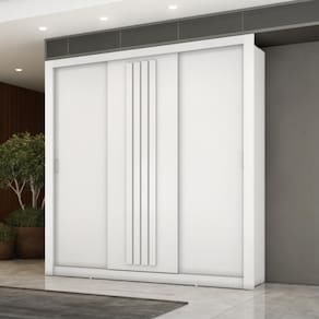 Guarda Roupa Casal 3 Portas Doha 2 Gavetas Carraro Ripado Branco