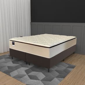 Cama Box King 193cm Colchão Molas Ensacadas Gazin Love Story HF25 e Base 2CEN