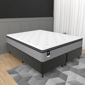 Cama Box Queen 158cm Colchão Molas Ensacadas Gazin Tower HF25 e Base 2CEN