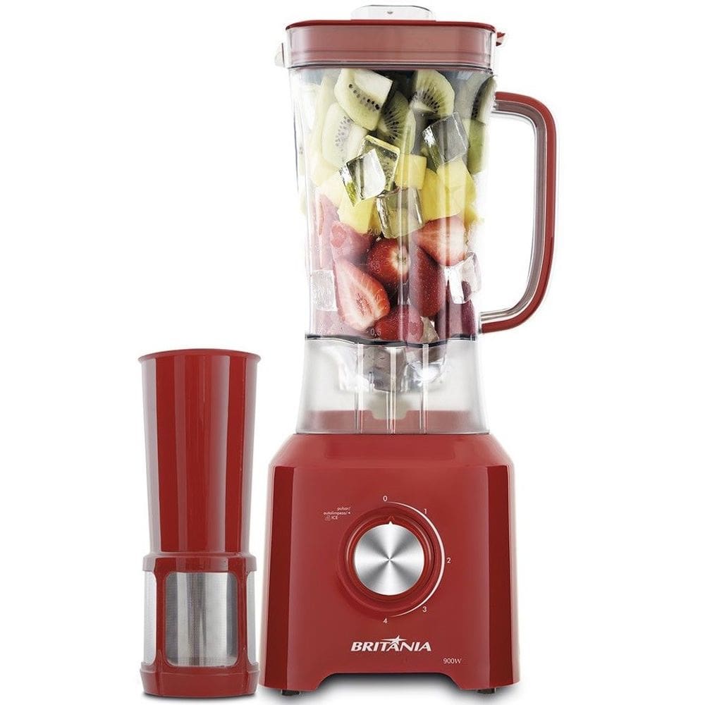 Liquidificador Britania 900W 2.5L Vermelho 127V C/ Filtro