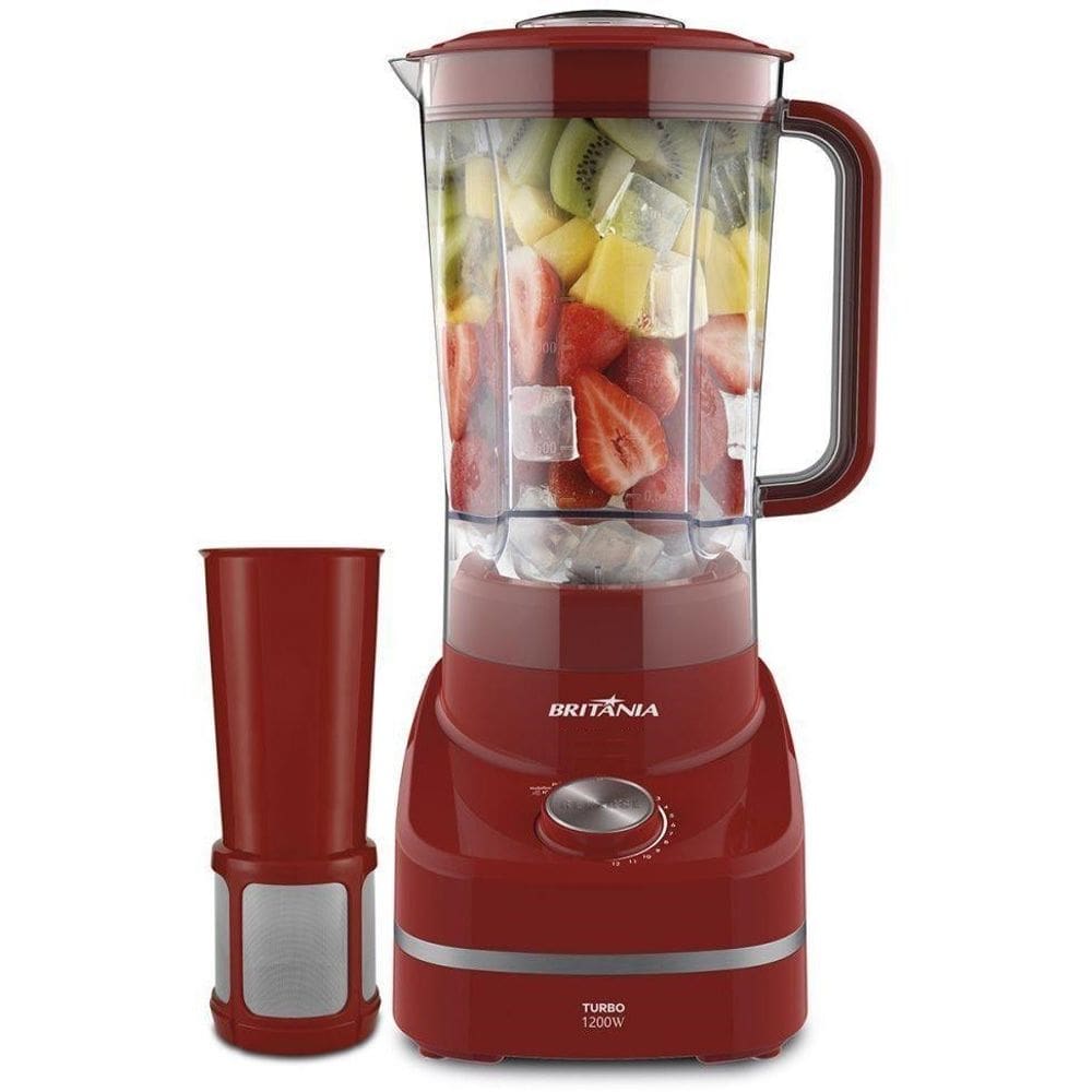 Liquidificador Britania 1200W 127V 12 Velocidades C/ Filtro Vermelho