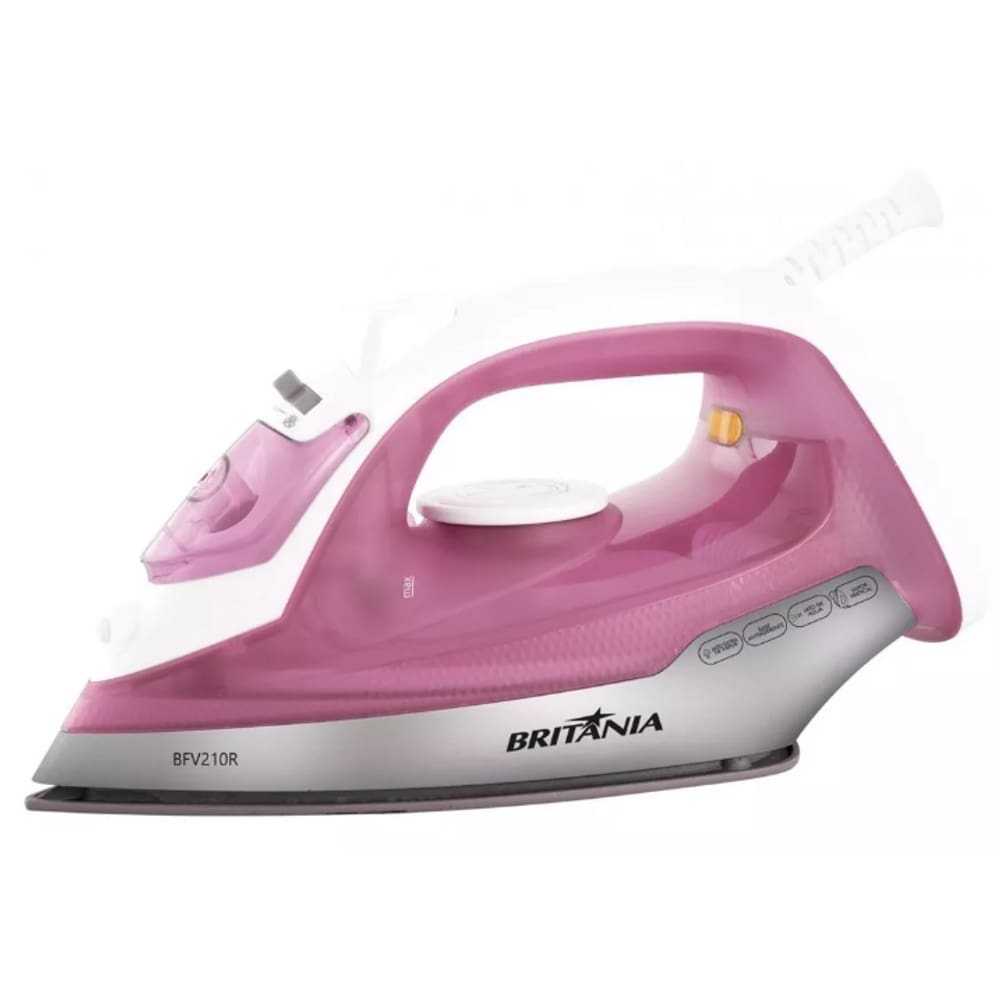 Ferro de Passar a Vapor Britania 220v Rosa Antiaderente 1200W