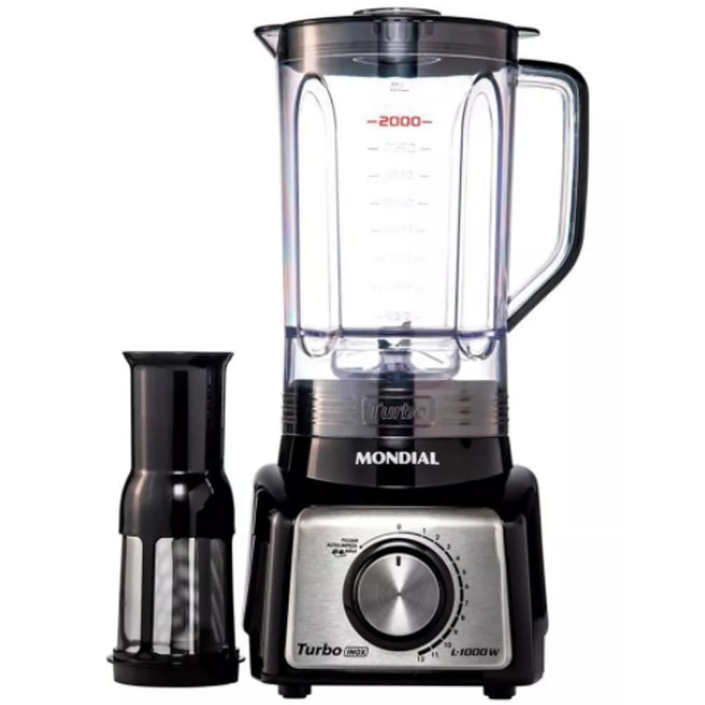 Liquidificador Mondial 1000W Luxx Line 3L Inox Preto 127V