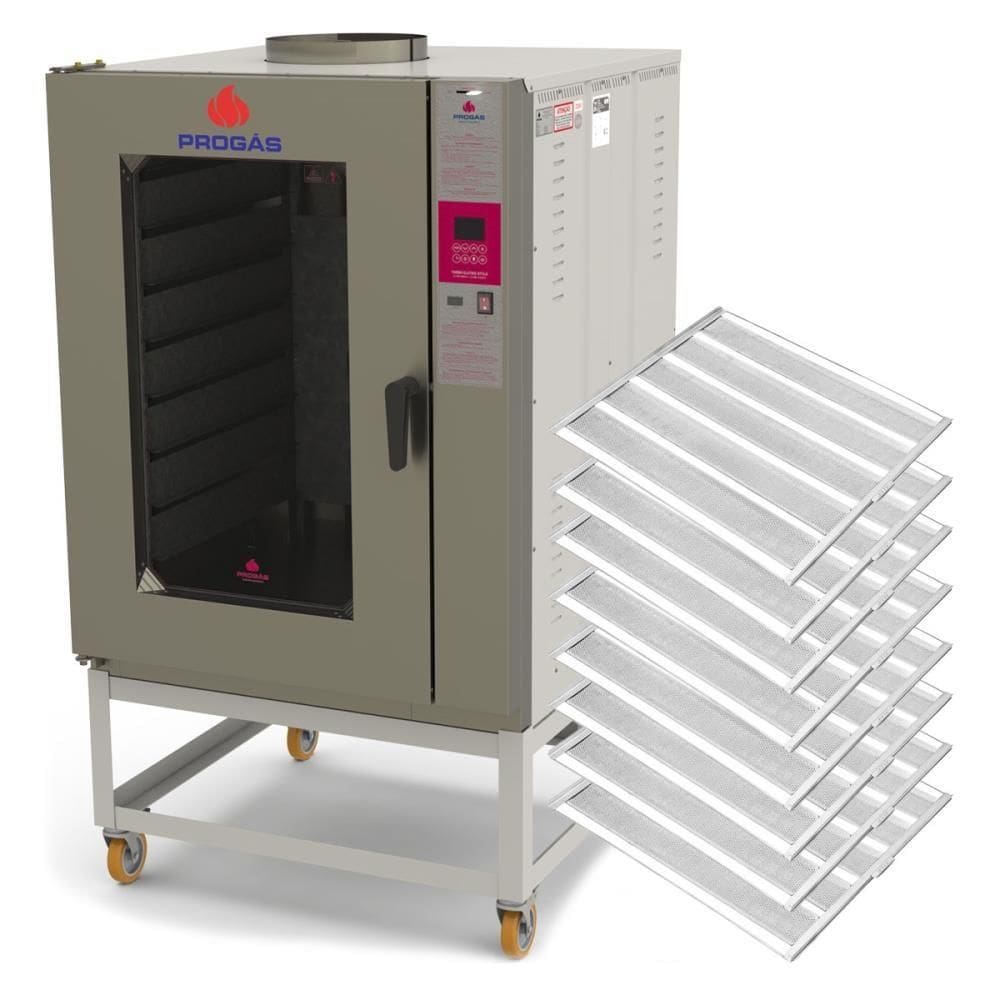 Kit Forno Turbo Industrial Progás PRP-8000 E Style C/ Vapor Elétrico 220V + 8 Esteiras Imeca 58x70cm