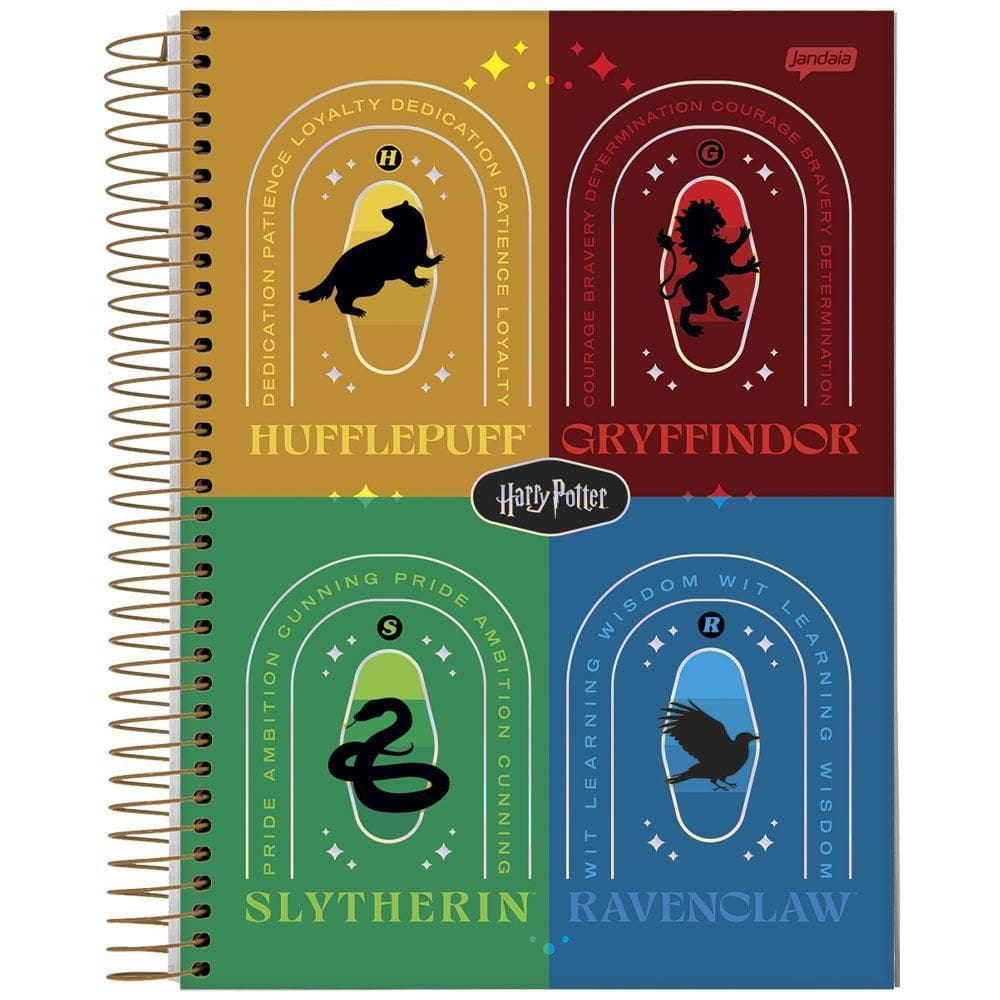 Caderno Univ 15 Matérias 300Fls Harry Potter Casas Jandaia
