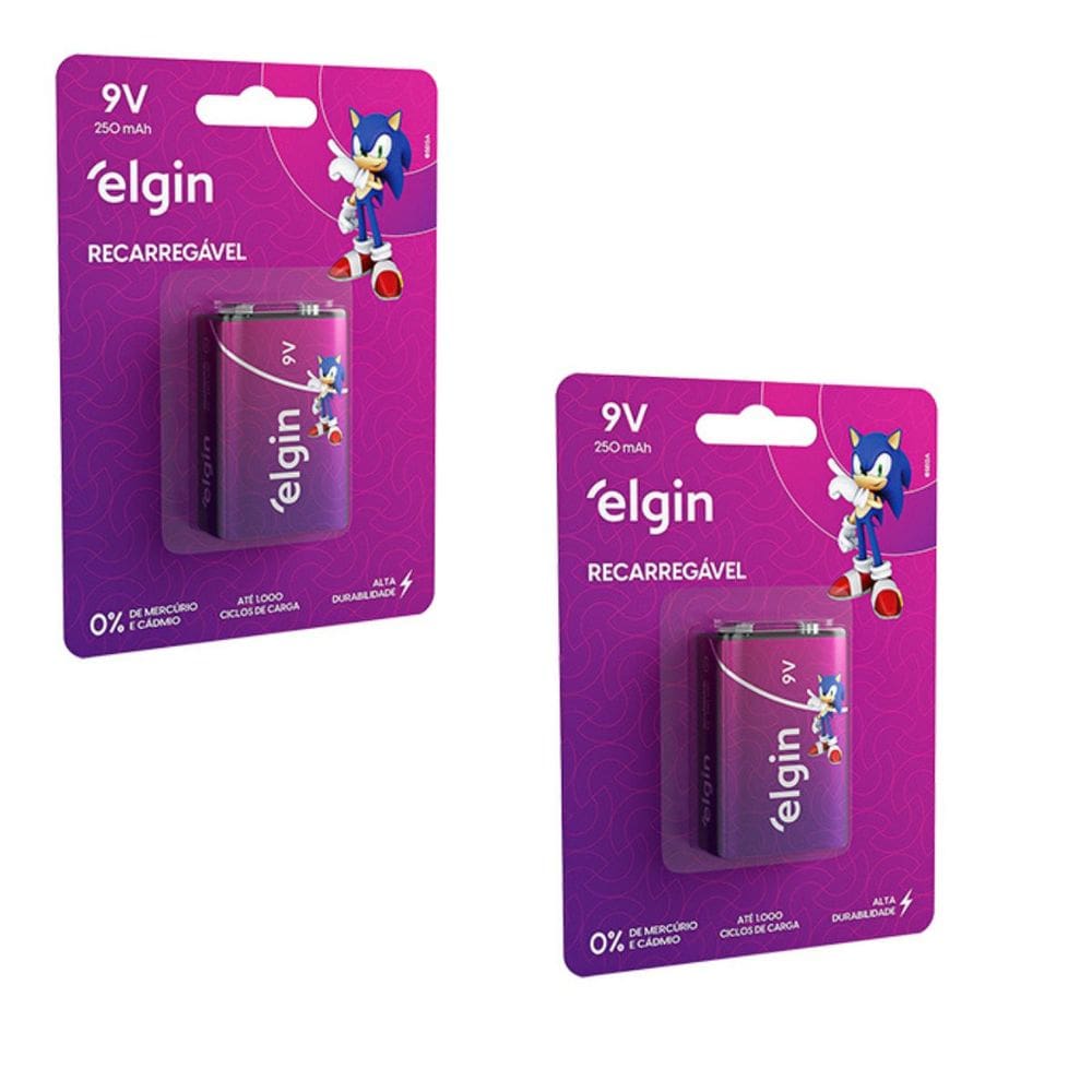 Kit Com 2 Cartelas De Baterias Recarregaveis 9v 250 Mah 82215 Elgin