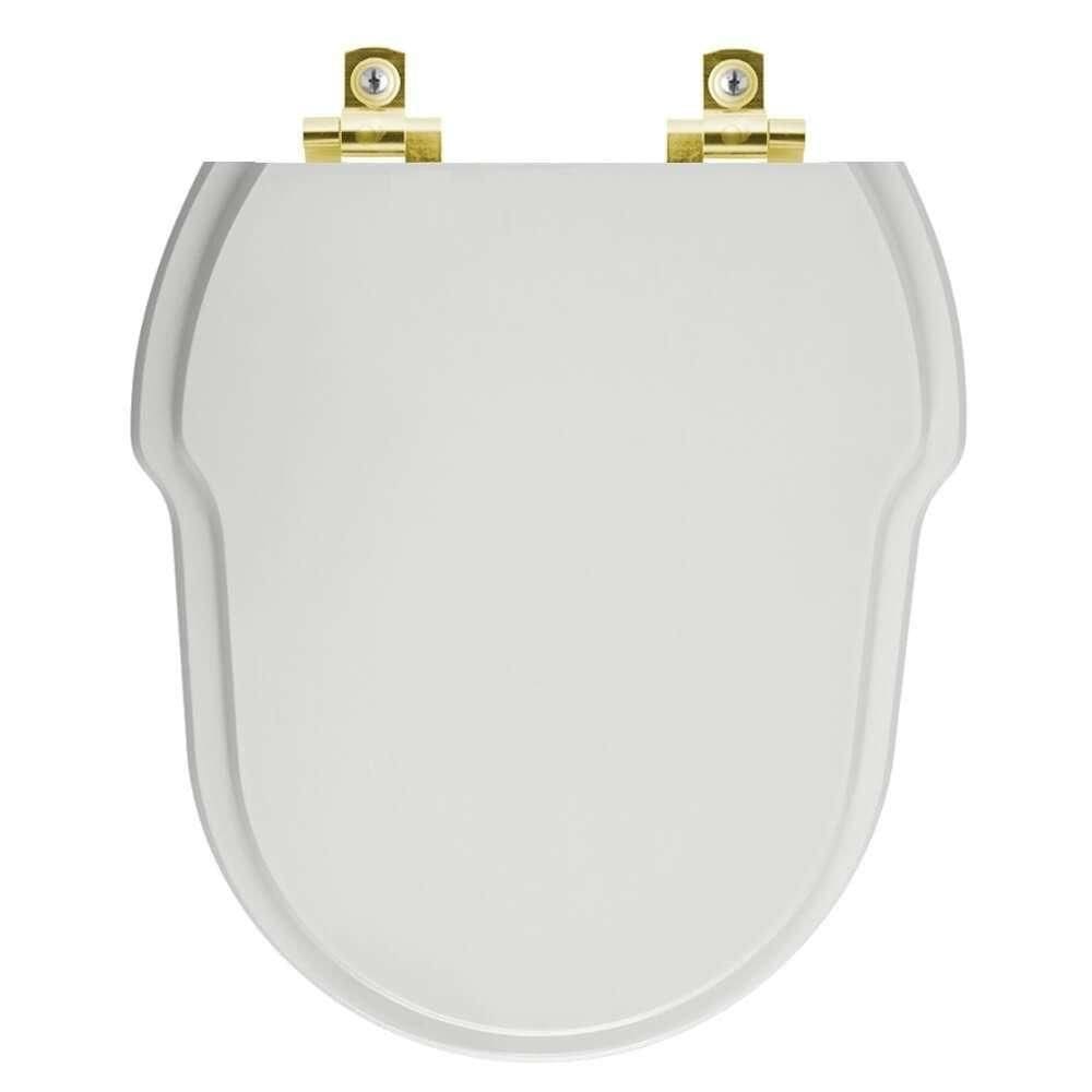 Assento Sanitário Com Amortecedor Ibiza Cinza Platina Para Vaso Incepa Com Ferragem Dourada