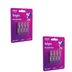 Kit Com 2 Cartelas De Pilhas Recarregaveis Aaa 900mah C/4 82169 Elgin