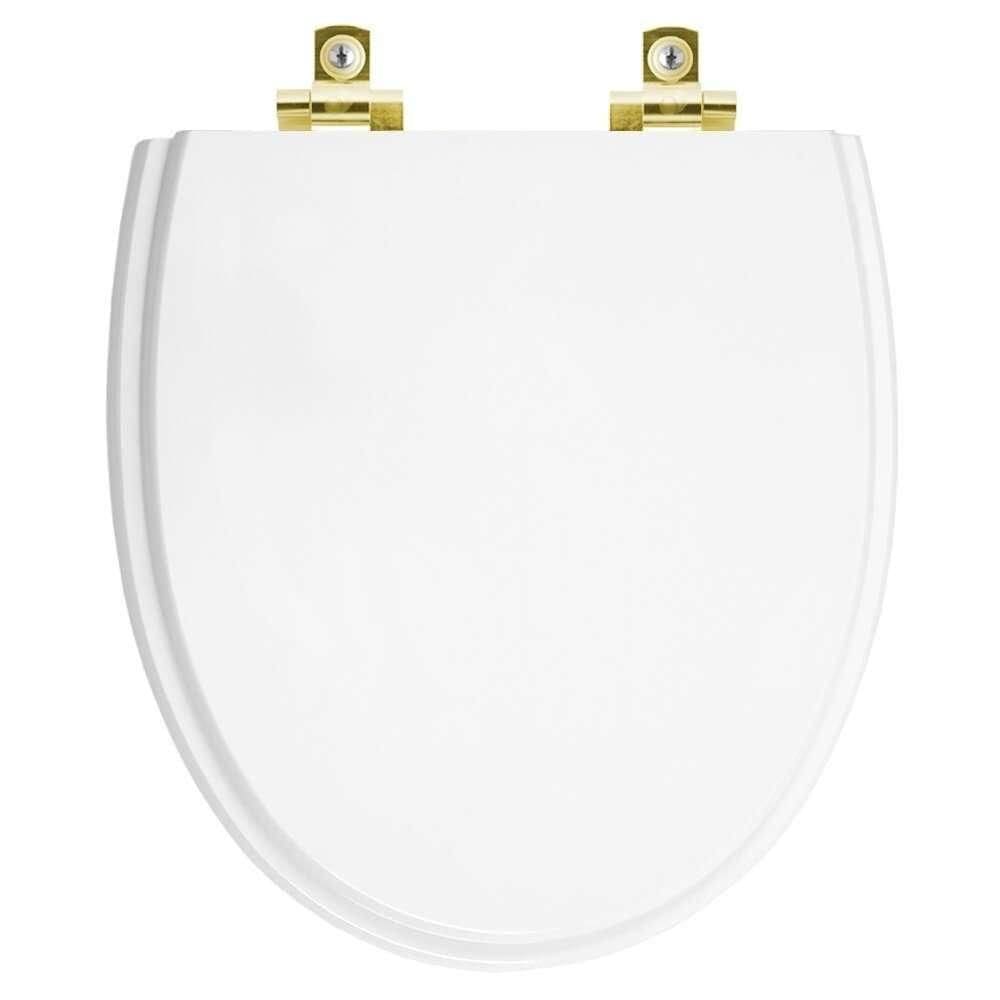 Assento Sanitário Com Amortecedor Eros Branco Para Vaso Incepa Com Ferragem Dourada