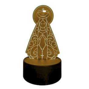 Luminária em Acrilico Nossa Senhora Aparecida, 7 cores USB