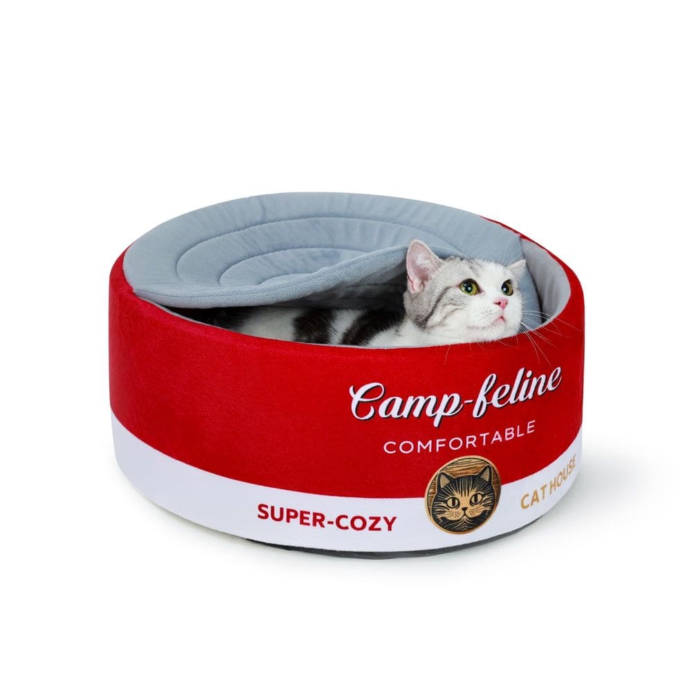 Cama de gato PECHVINO em forma de lata com capa de privacidade confortável