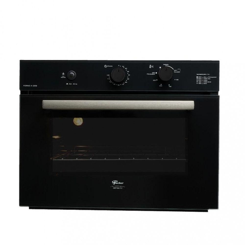 Forno A Gás De Embutir Infinity 50l Com Grill Fischer Preto 110V