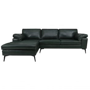 Sofá De Couro Asti 3 Lugares Com Chaise Esquerda Green Bicolor - Mempra Design