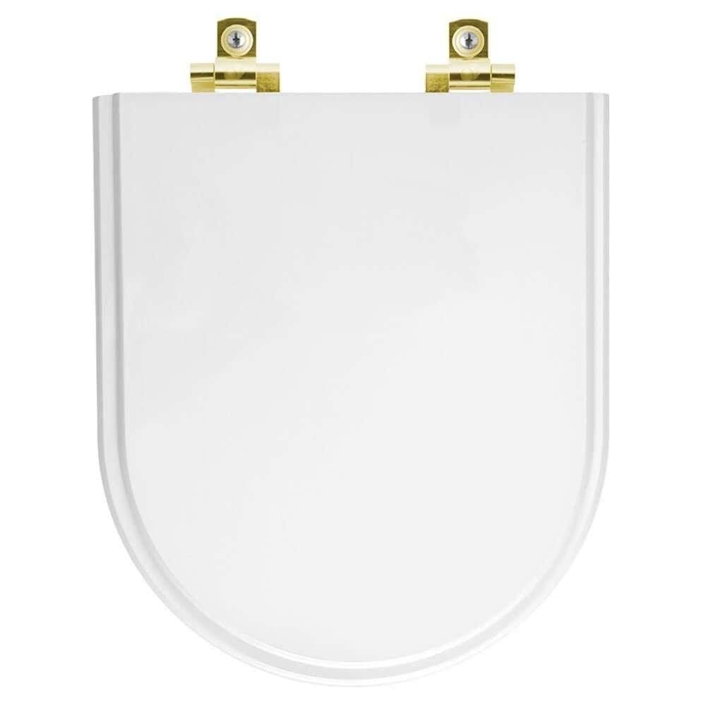 Assento Sanitário Soft Close Smart Branco Para Vaso Celite Com Ferragem Dourada
