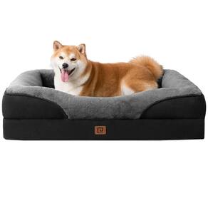 Cama de cachorro EHEYCIGA Memory Foam para cães grandes 36x27x18cm cinza/preta
