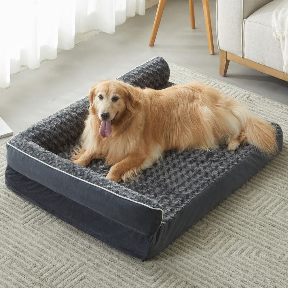 Cama ortopédica para cães BFPETHOME Sofá impermeável L cinza escuro