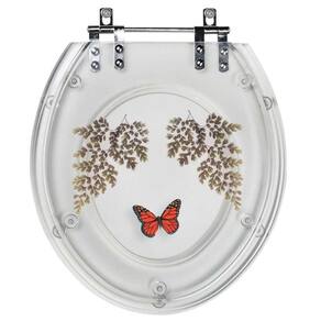 Tampa De Privada Oval Incolor Decorada Avenca Borboleta