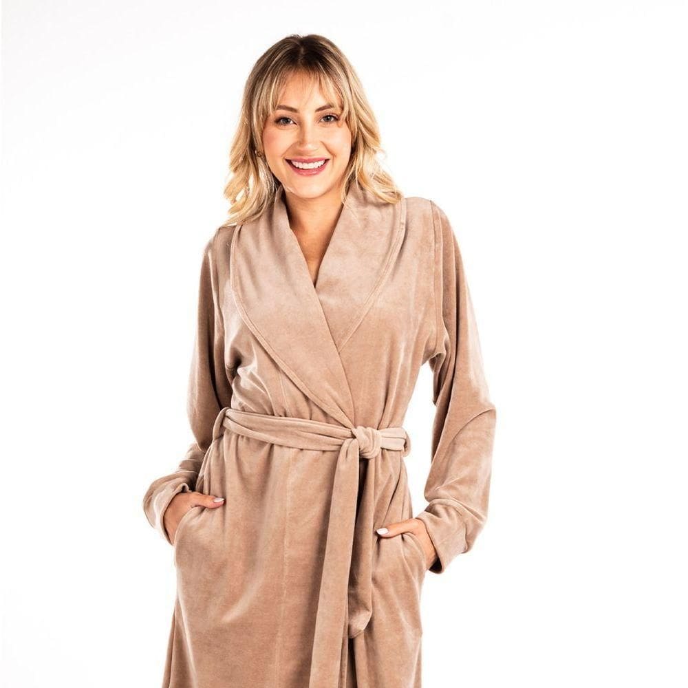 Roupão Longo Vairelli Susi Bege Tamanho M