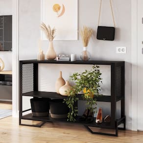 Aparador Industrial Preto para Sala com Pés em Metal P1021