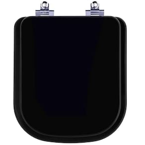 Assento Sanitário Laqueado Soft Close Quadra Preto Para Vaso Deca