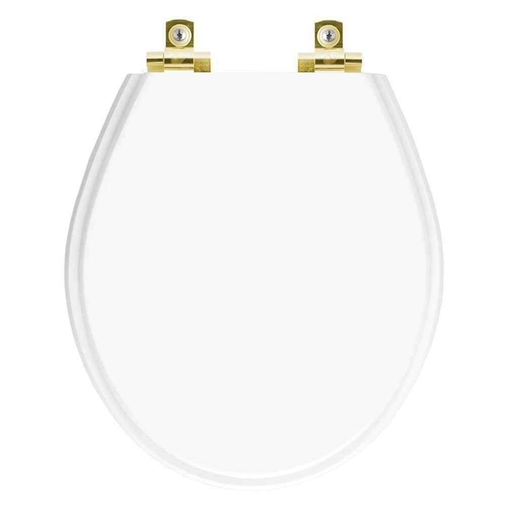Assento Sanitário Com Amortecedor Carina Branco Para Vaso Ideal Standard Com Ferragem Dourada