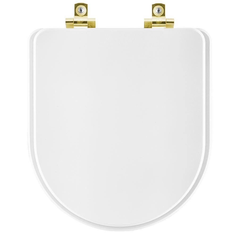 Assento Sanitário Com Fechamento Lento Meridian Branco Para Vaso Roca Com Ferragem Dourada