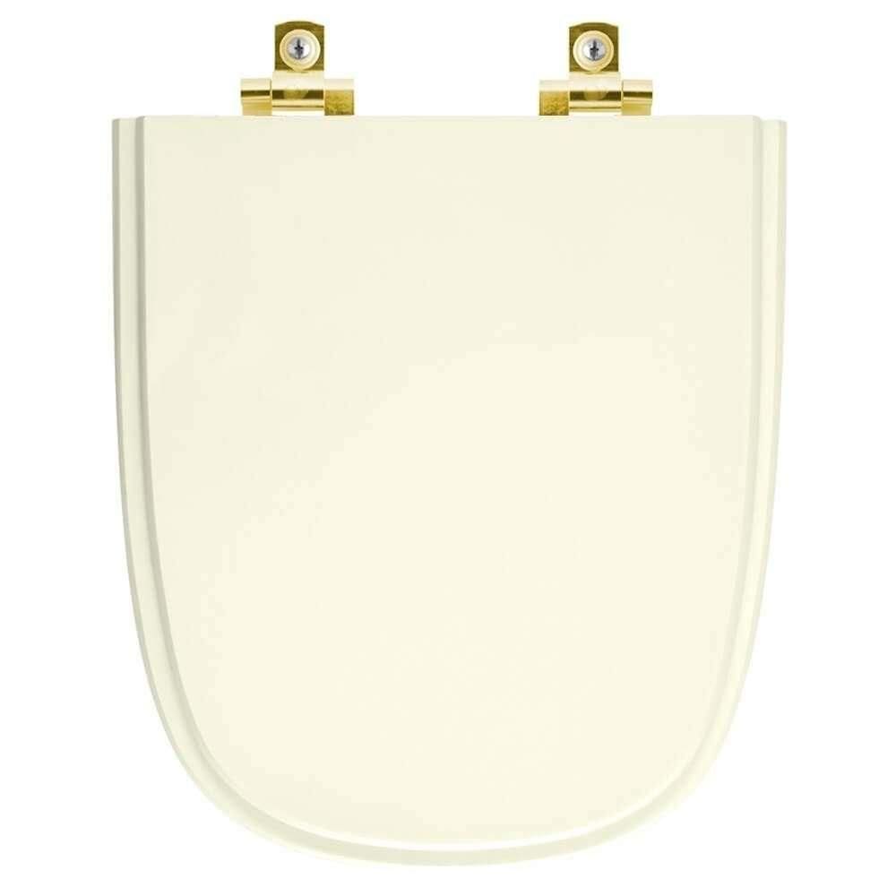 Assento Sanitário Com Fechamento Lento Ibiza Biscuit Para Vaso Incepa Com Ferragem Dourada