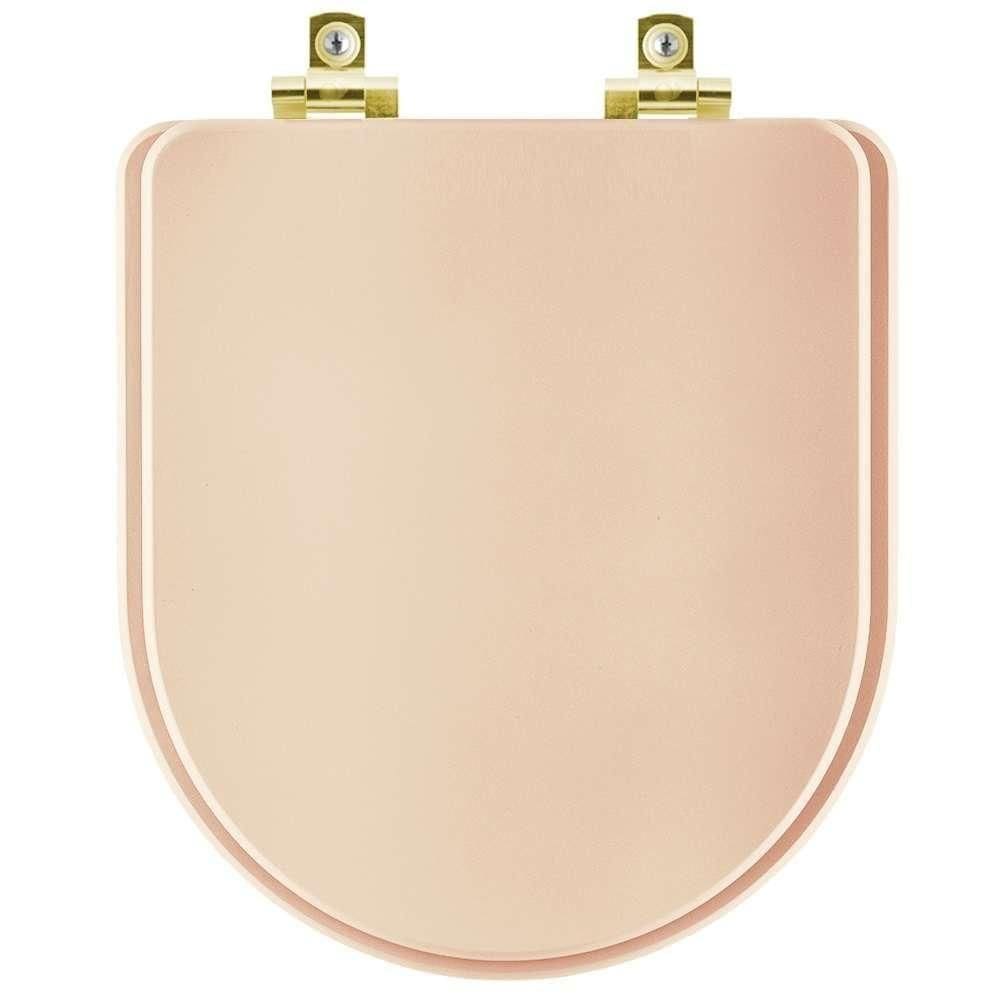 Assento Sanitário Com Fechamento Lento Carrara Rosa Floral Para Vaso Deca Com Ferragem Dourada