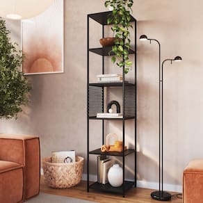 Estante Multiuso Industrial Alta 180x40cm com 5 Nichos P1023 Preta