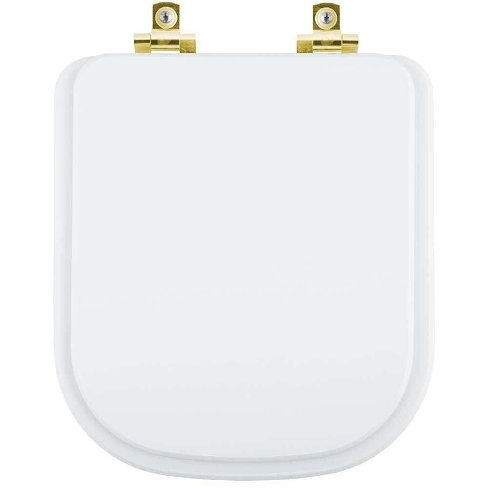 Assento Sanitário Com Amortecedor Gap Branco Para Vaso Roca Com Ferragem Dourada