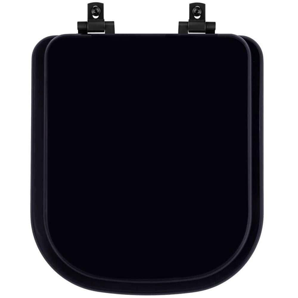 Assento Sanitário Mdf Soft Close Quadra Preto Para Vaso Deca Com Ferragem Preta