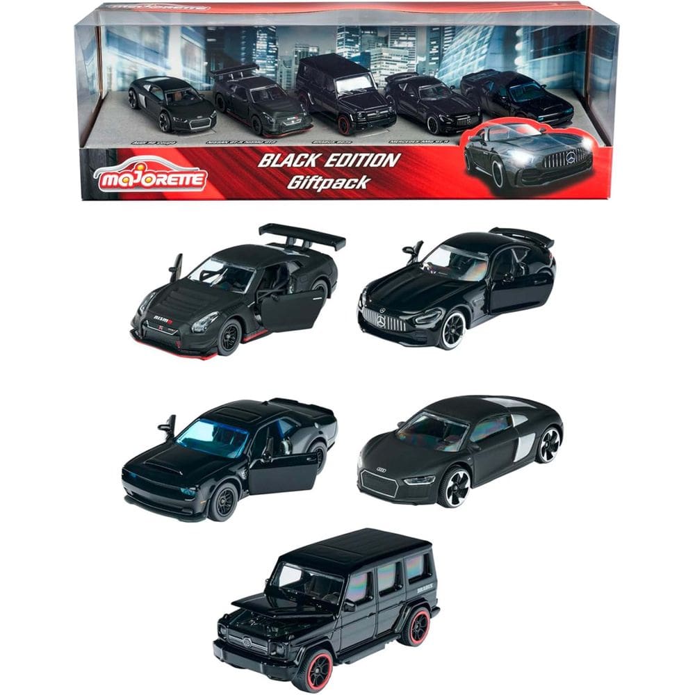 Miniatura Majorette Conjunto 5 Peças Black Edition Giftpack 1/64