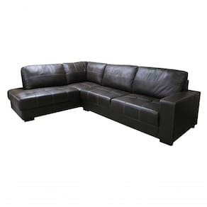 Sofá De Couro Canto Marrocos 3 Lugares Com Chaise Marrom Pigmentado - Mempra Design