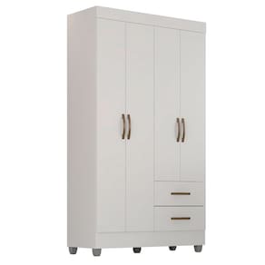 Guarda-Roupa Solteiro Grande 4 Portas 2 Gavetas e 4 Prateleiras Lisa MDP