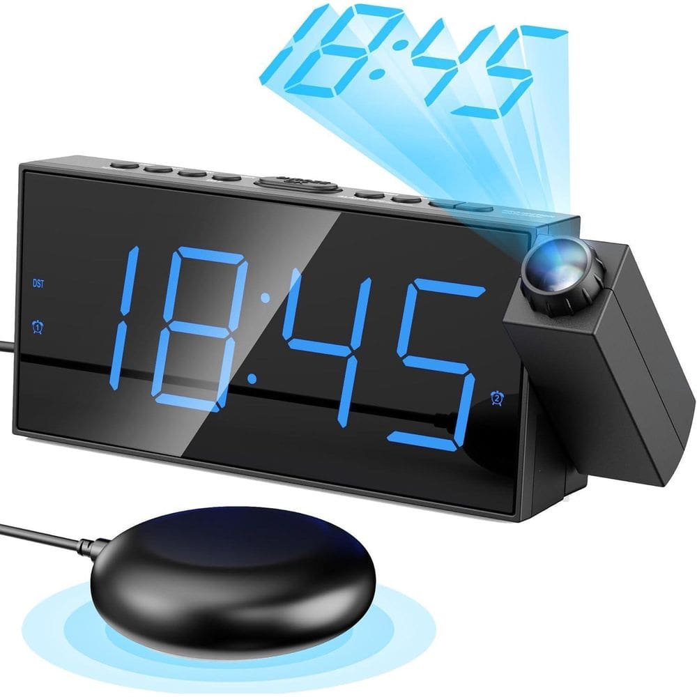 Mesqool Despertador Digital Com Projeção Led Azul Usb