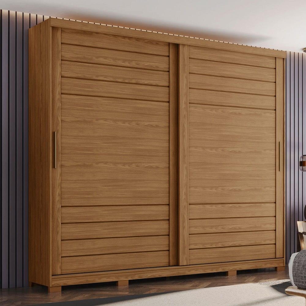 Guarda-Roupa Casal Cayman 2 Portas 6 Gavetas 100% Mdf Ripado Natural - Henn