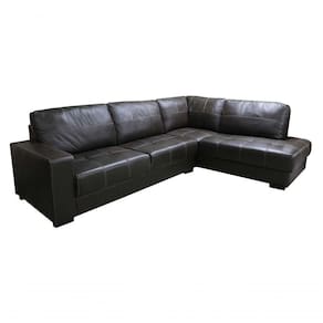 Sofá De Couro Canto Marrocos 3 Lugares Com Chaise Direita Marrom Pigmentado - Mempra Design
