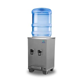 Bebedouro Industrial de Mesa Galão Frisbel 10 Litros 2 Torneiras Geladas Inox Escovado - 110V
