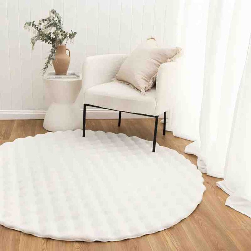 Tapete Pele Bubble Redondo 2,00 Branco Niazitex