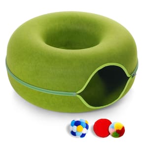 Cama de túnel Cat PLIISLUP Large Green para gatos de interior de 30 libras