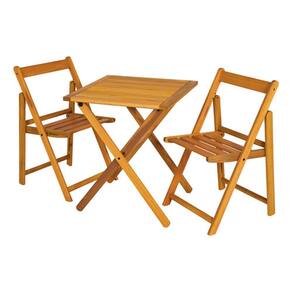 Conjunto Jardim Varanda Madeira Dobravel 2 Pessoas - Rattan