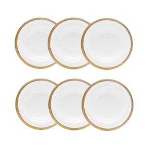 Cj 6 Pratos Fundos de Porcelana Paddy Branco/Dourado 22cm Wolff