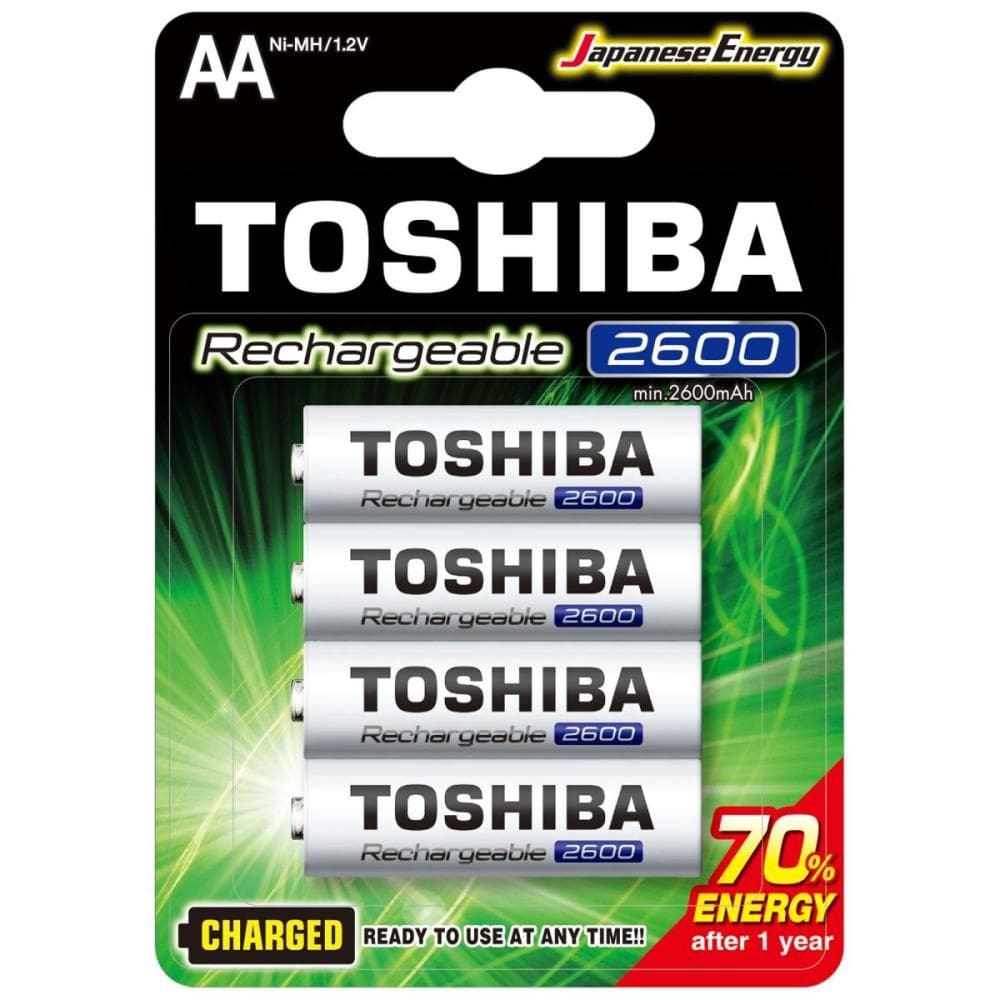 PILHA RECARREGÁVEL AA TOSHIBA TNH6GAE 1,2 2600mAh COM 4 UND