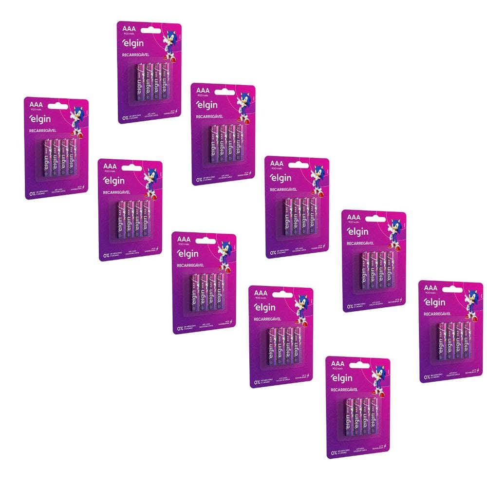 Kit Com 10 Cartelas De Pilhas Recarregaveis Aaa 900Mah C/4 82169 Elgin