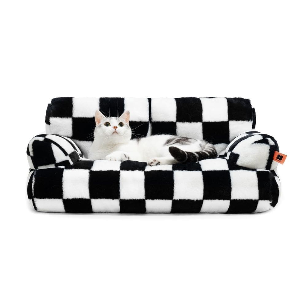 Cama para animais de estimação Cama de gato MEWOOFUN para cães e gatos pequenos e médios, preta e branca
