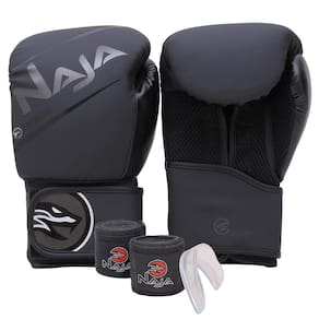 Kit Boxe Naja Extreme: Luva + Bandagem + Bucal - Preta