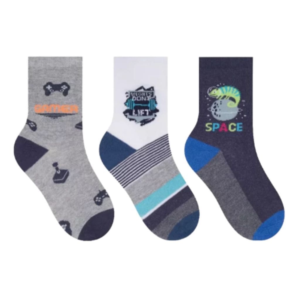 Kit Meia Infantil Masculino Selene 29 à34 Cz/Mr/Bc