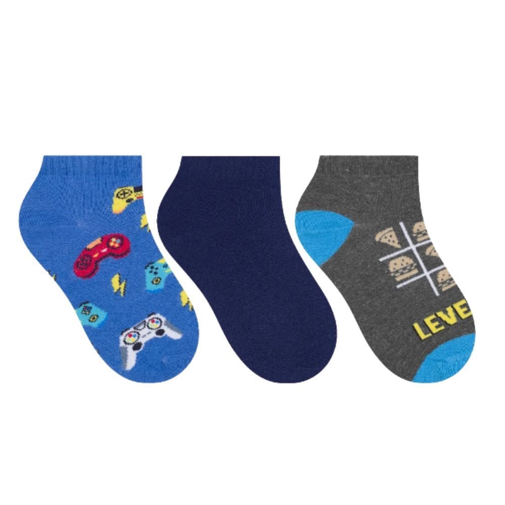 Kit Meia Infantil Masculino Selene 29 à 34 Az/Mr/Cz
