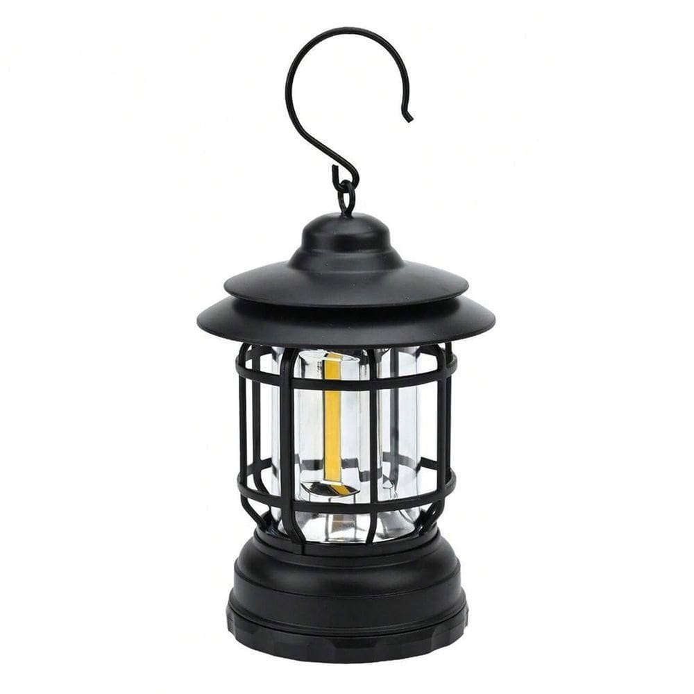 Lampião Led Recarregável Retrô Com Regulador De Intensidade Usb Preto