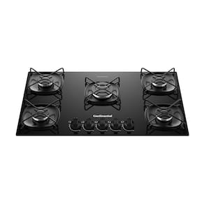 Cooktop 5 Bocas a Gás Continental Mesa de Vidro Preto com Acendimento Automático (KC5GR)